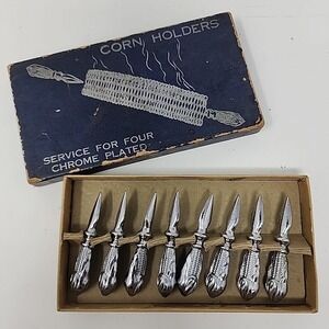 Vintage CORN COB HOLDERS MCM MID CENTURY MODERN 4 PAIRS 8 TOTAL